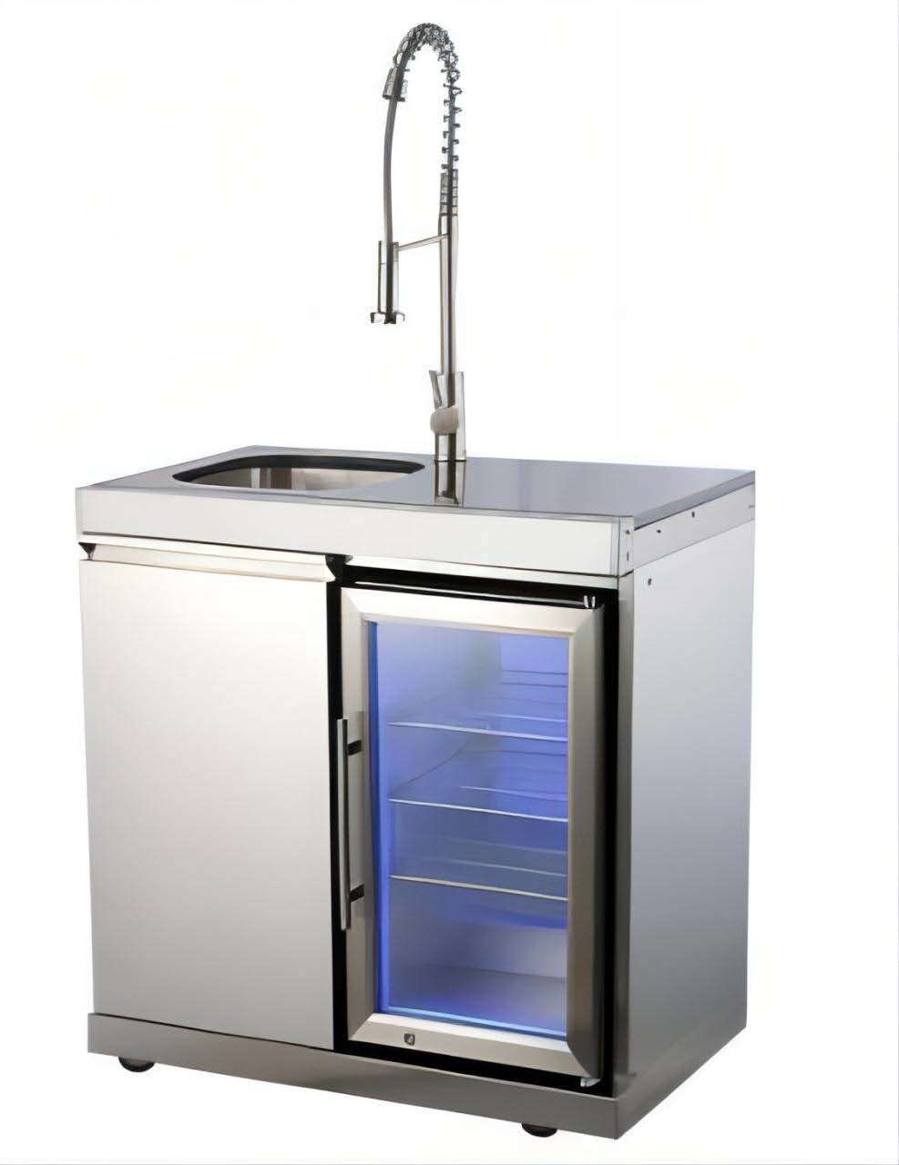 Lavello con frigorifero e anta