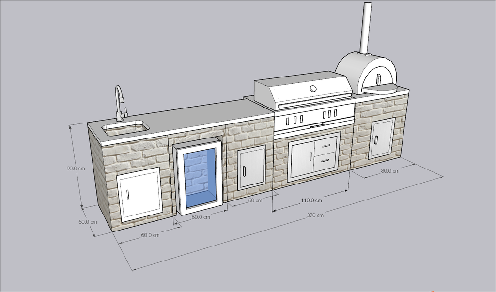 Struttura cucina in pietra da 370 cm