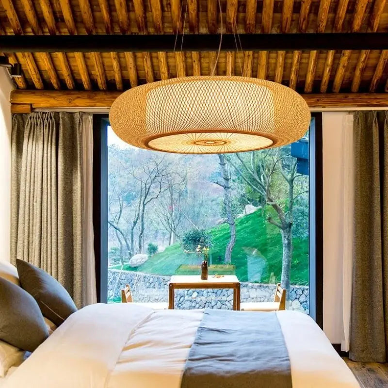 Lampadari retrò in rattan naturale Bambù