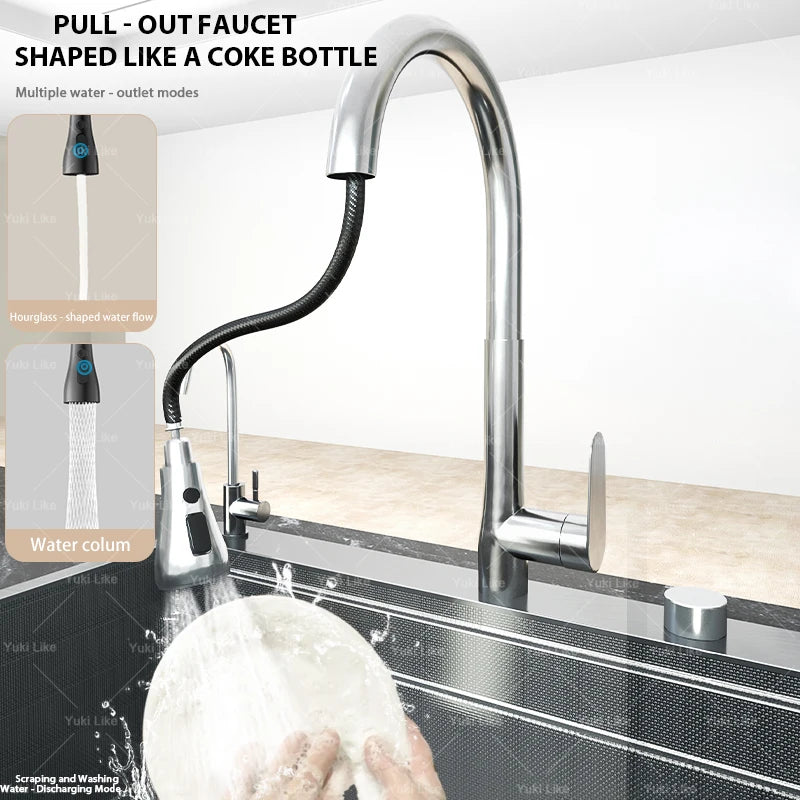 Évier de cuisine en acier inoxydable 304 avec robinet