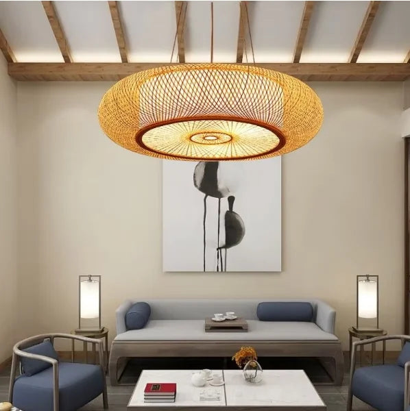 Lampadari retrò in rattan naturale Bambù