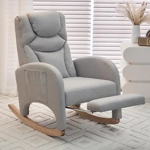 Sedia a dondolo regolabile in legno massello vari colori con poggiapiedi