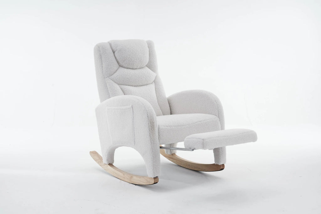 Sedia a dondolo regolabile in legno massello vari colori con poggiapiedi