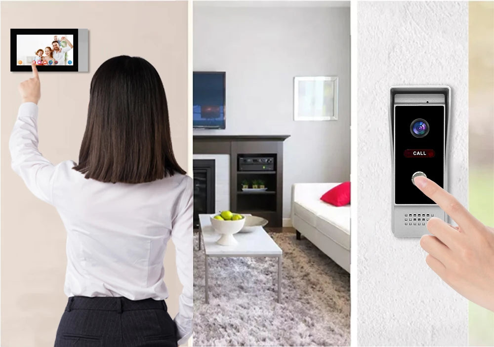 Videocitofono Tuya Smart Home con schermo da 7 pollici e 4 fili.