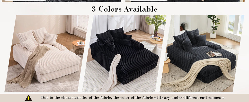 Poltrona chaise longue oversize imbottita in velluto a coste