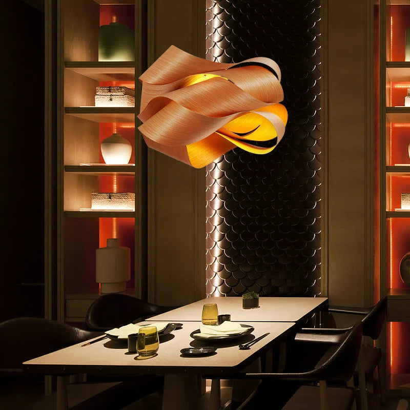 Lampadario moderno, semplice e creativo in legno