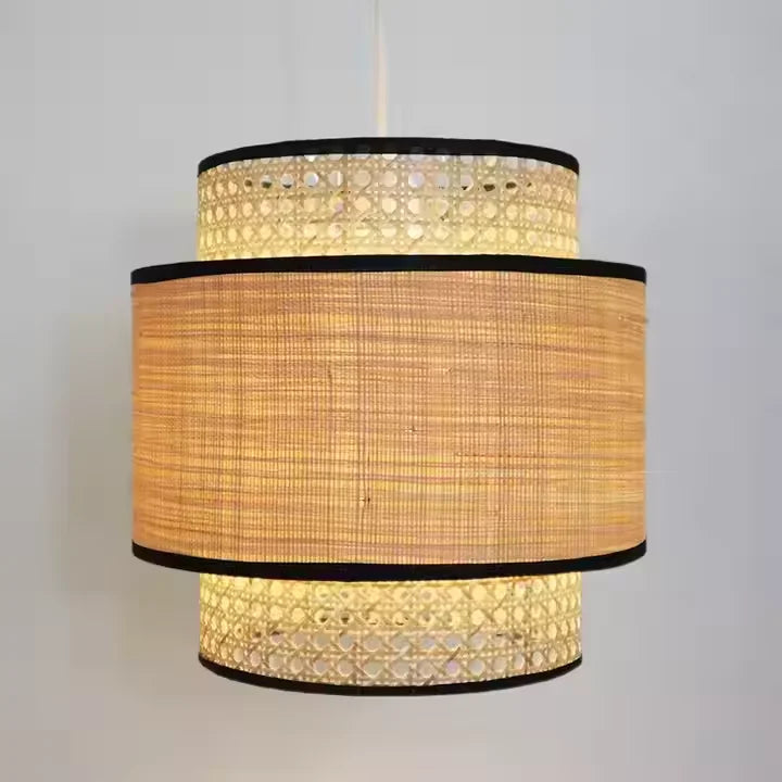 Lampadario a sospensione in bambù naturale fatto a mano