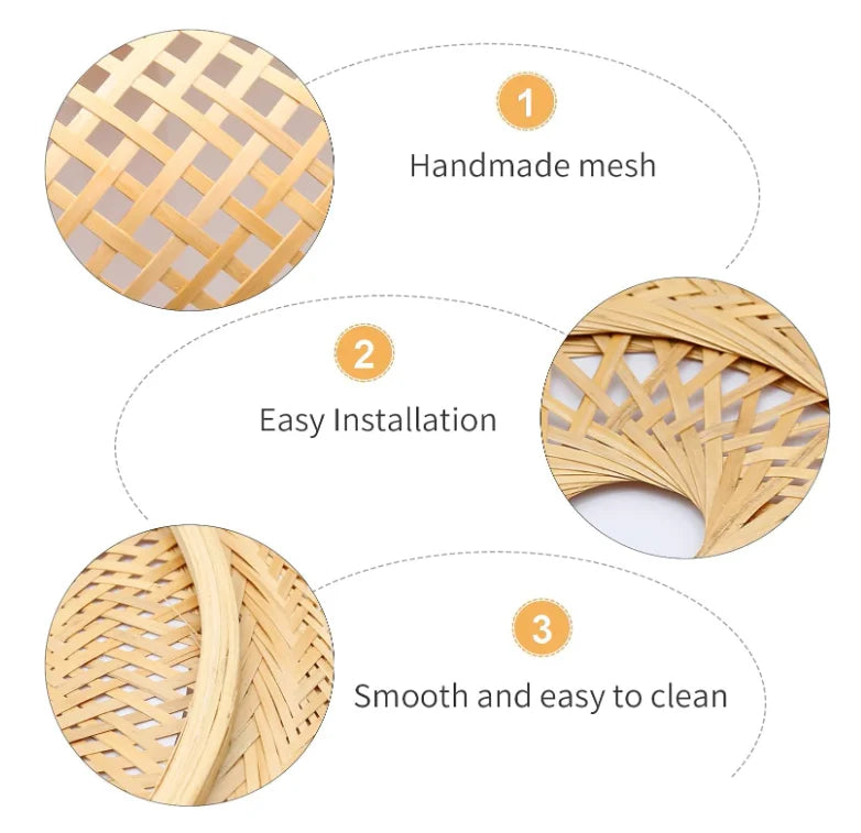 Lampadario in bambù intrecciato