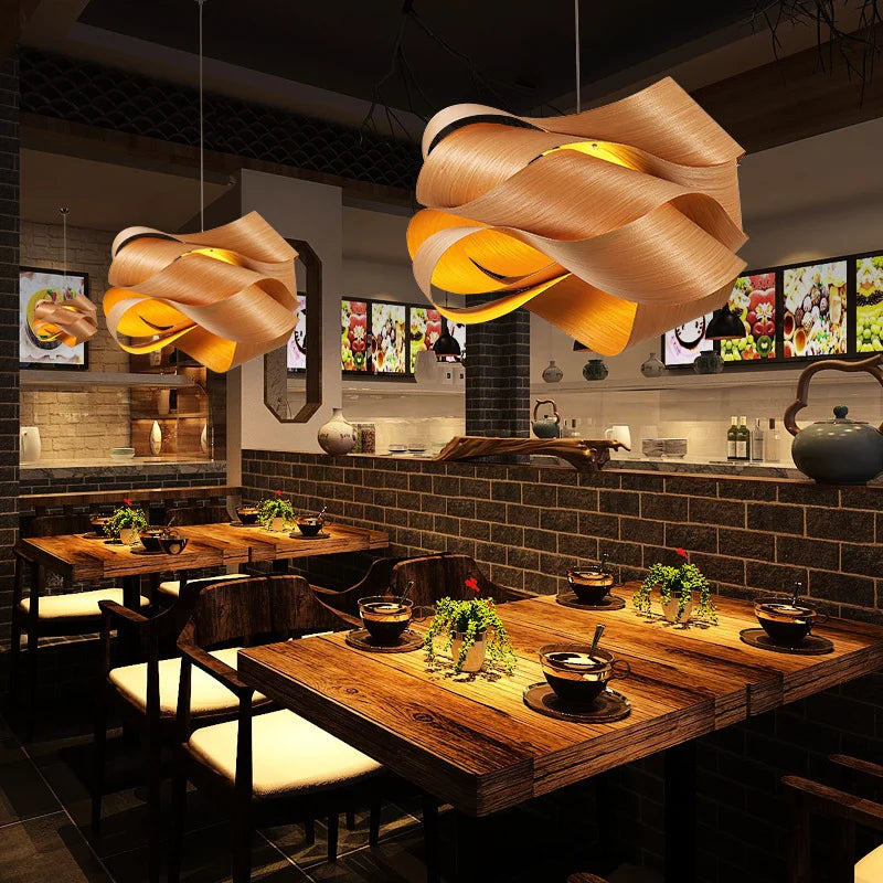 Lampadario moderno, semplice e creativo in legno