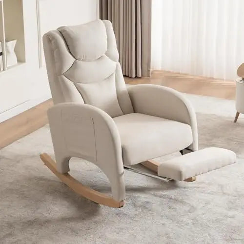 Sedia a dondolo regolabile in legno massello vari colori con poggiapiedi