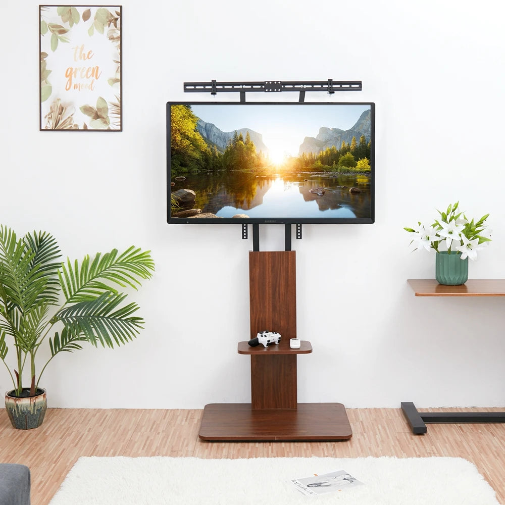 Meuble TV en bois sur pied, support TV universel pour téléviseurs de 32 à 65 pouces