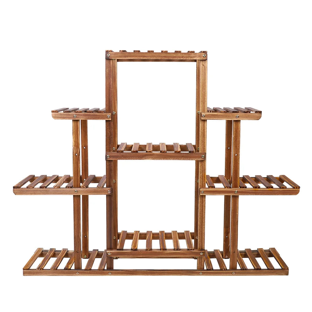 Soporte para plantas de madera resistente de 9 niveles para uso en interiores y exteriores