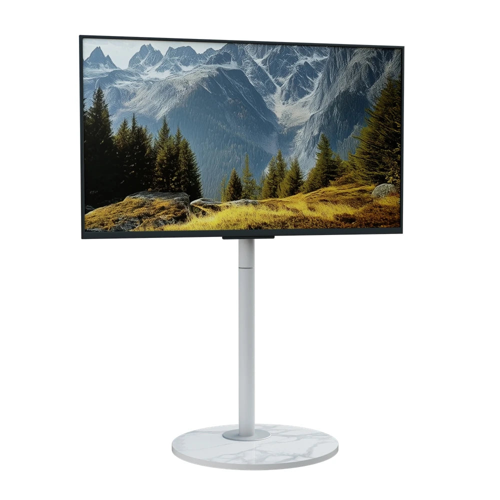 Meuble TV sur pied moderne et minimaliste de 40" à 75" avec base en pierre