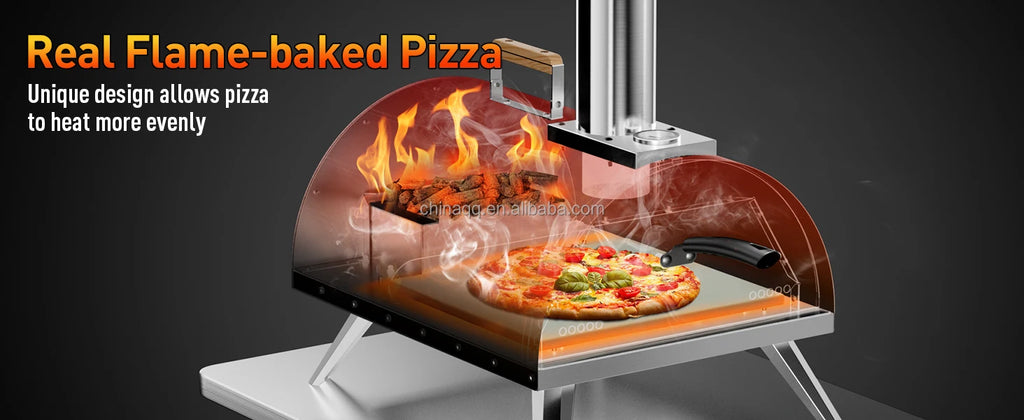 Forno per pizza da esterno in ferro a legna e gas portatile