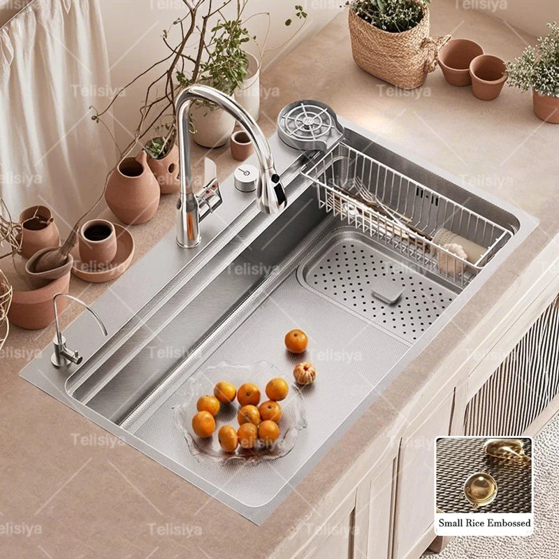 Évier de cuisine en acier inoxydable 304 avec robinet