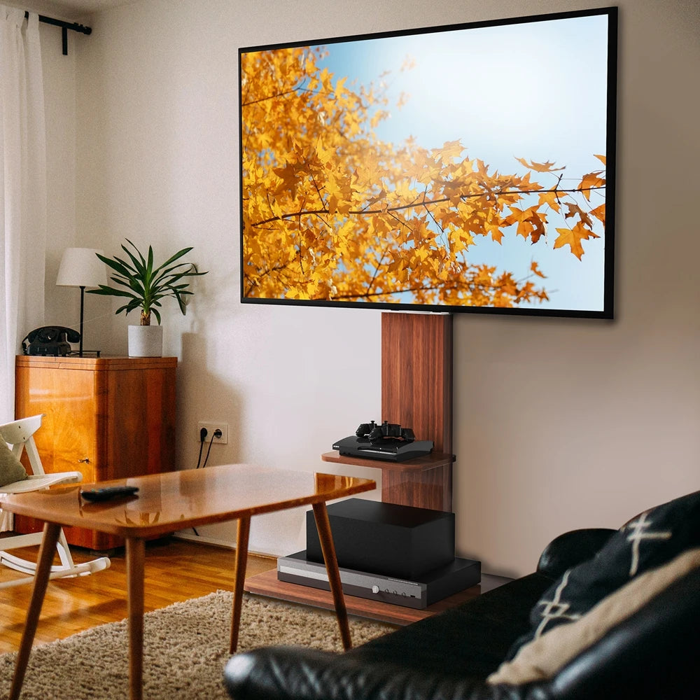 Meuble TV en bois sur pied, support TV universel pour téléviseurs de 32 à 65 pouces