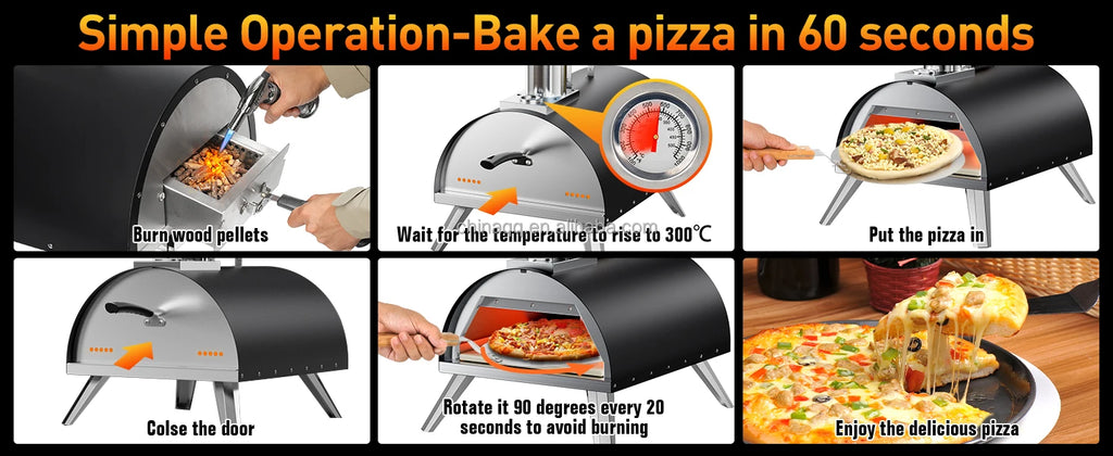 Forno per pizza da esterno in ferro a legna e gas portatile