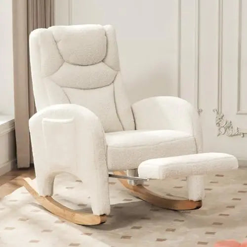 Sedia a dondolo regolabile in legno massello vari colori con poggiapiedi