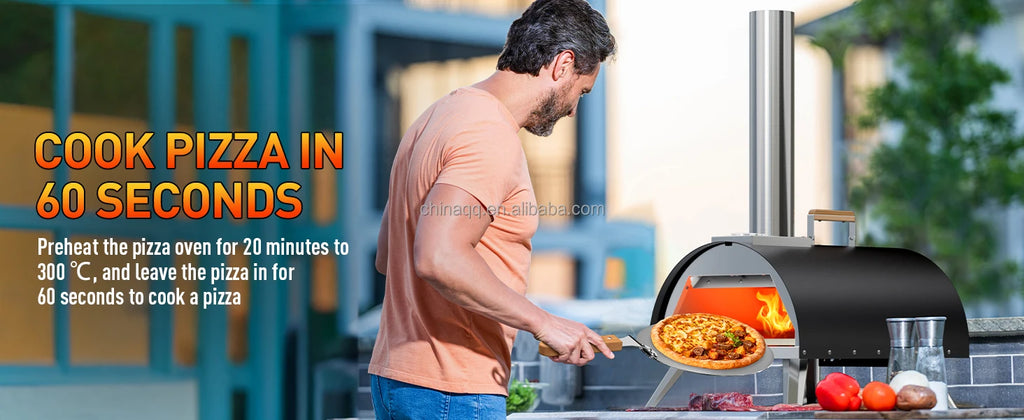 Forno per pizza da esterno in ferro a legna e gas portatile