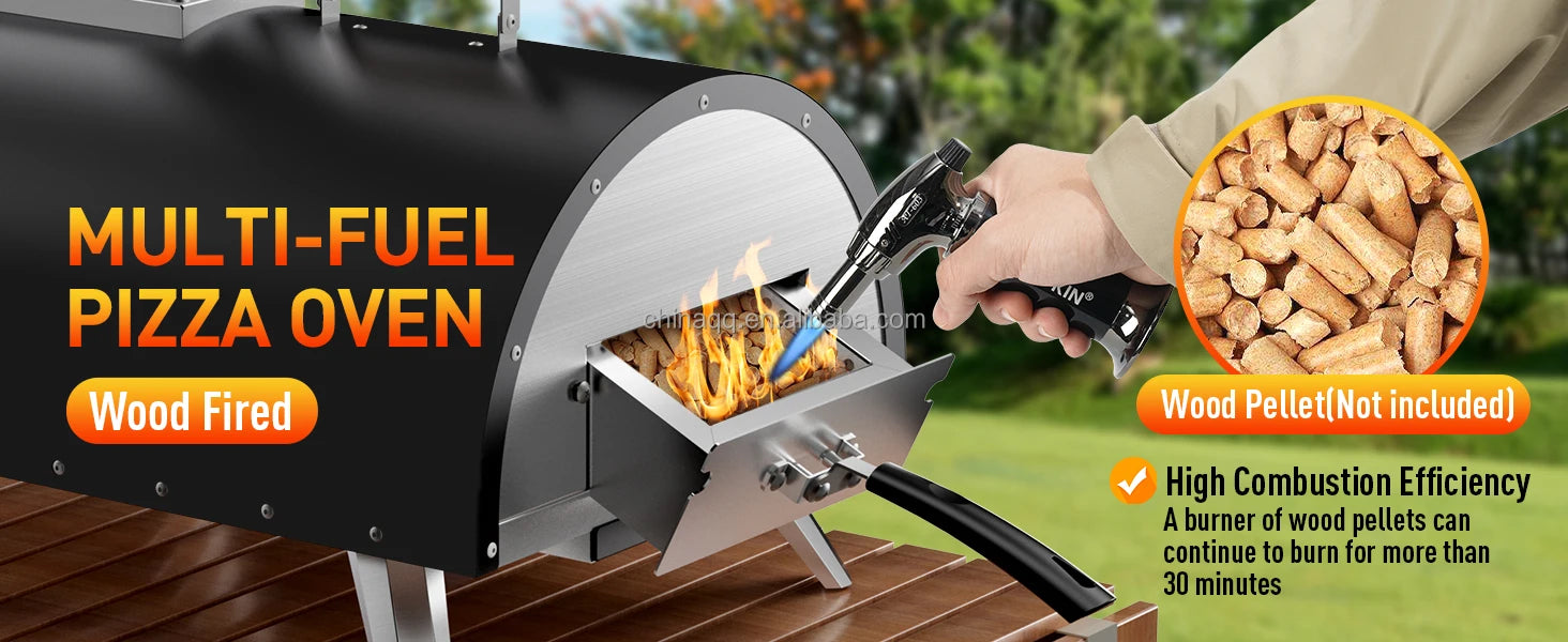Forno per pizza da esterno in ferro a legna e gas portatile
