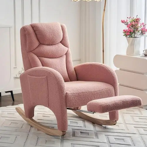 Sedia a dondolo regolabile in legno massello vari colori con poggiapiedi