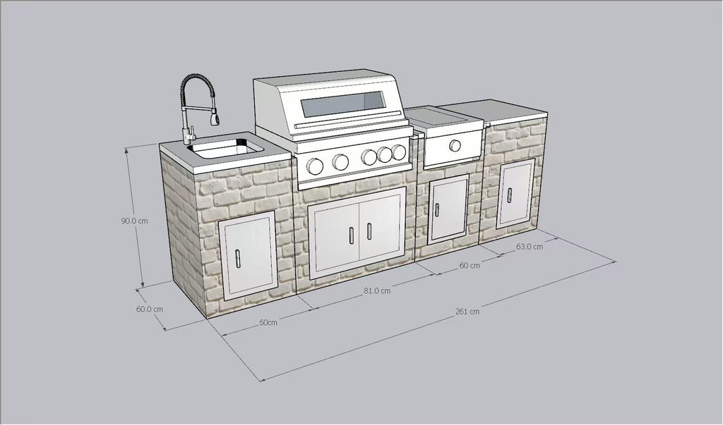 Cucina con BBQ per esterno