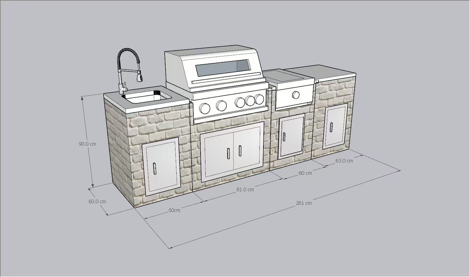 Struttura cucina in pietra da 260 cm