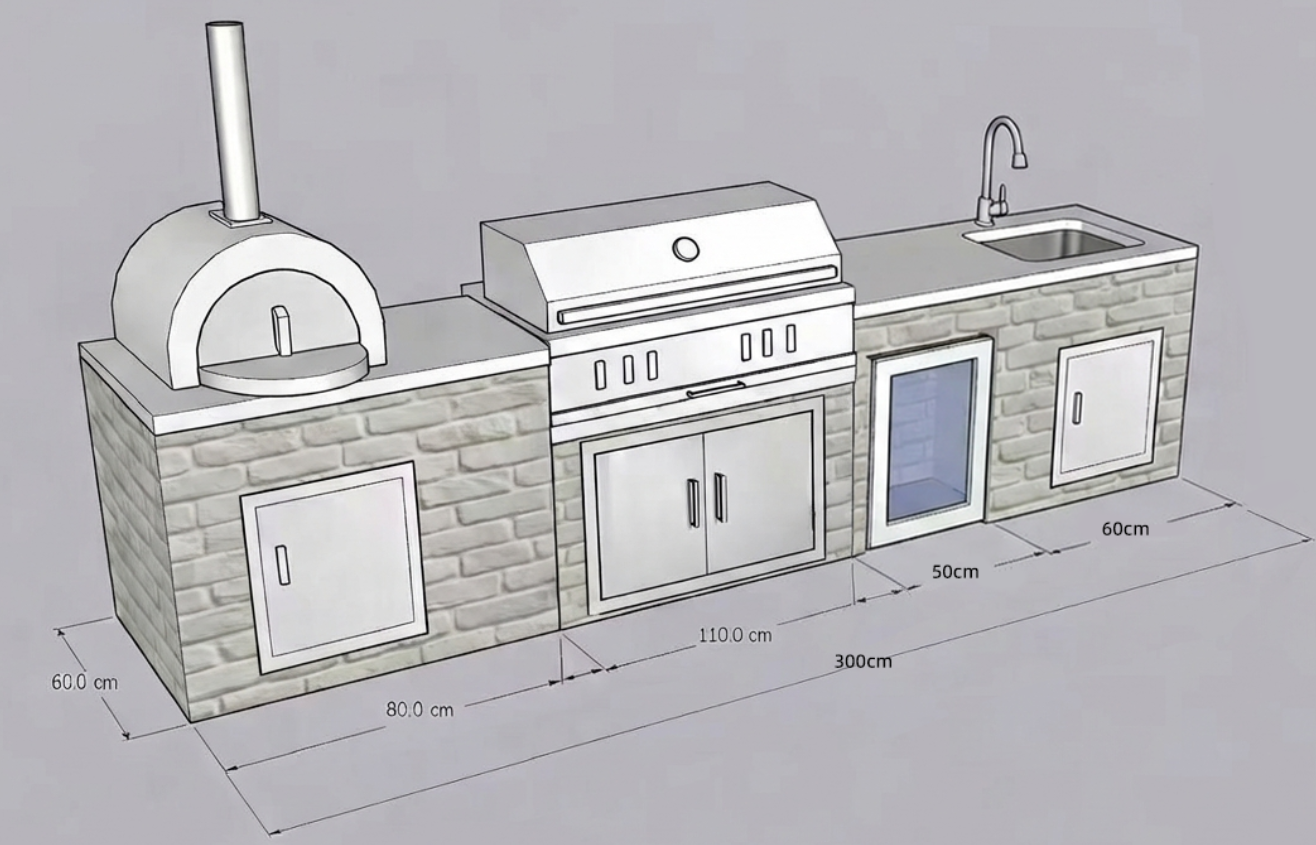 Struttura cucina in pietra da 300 cm
